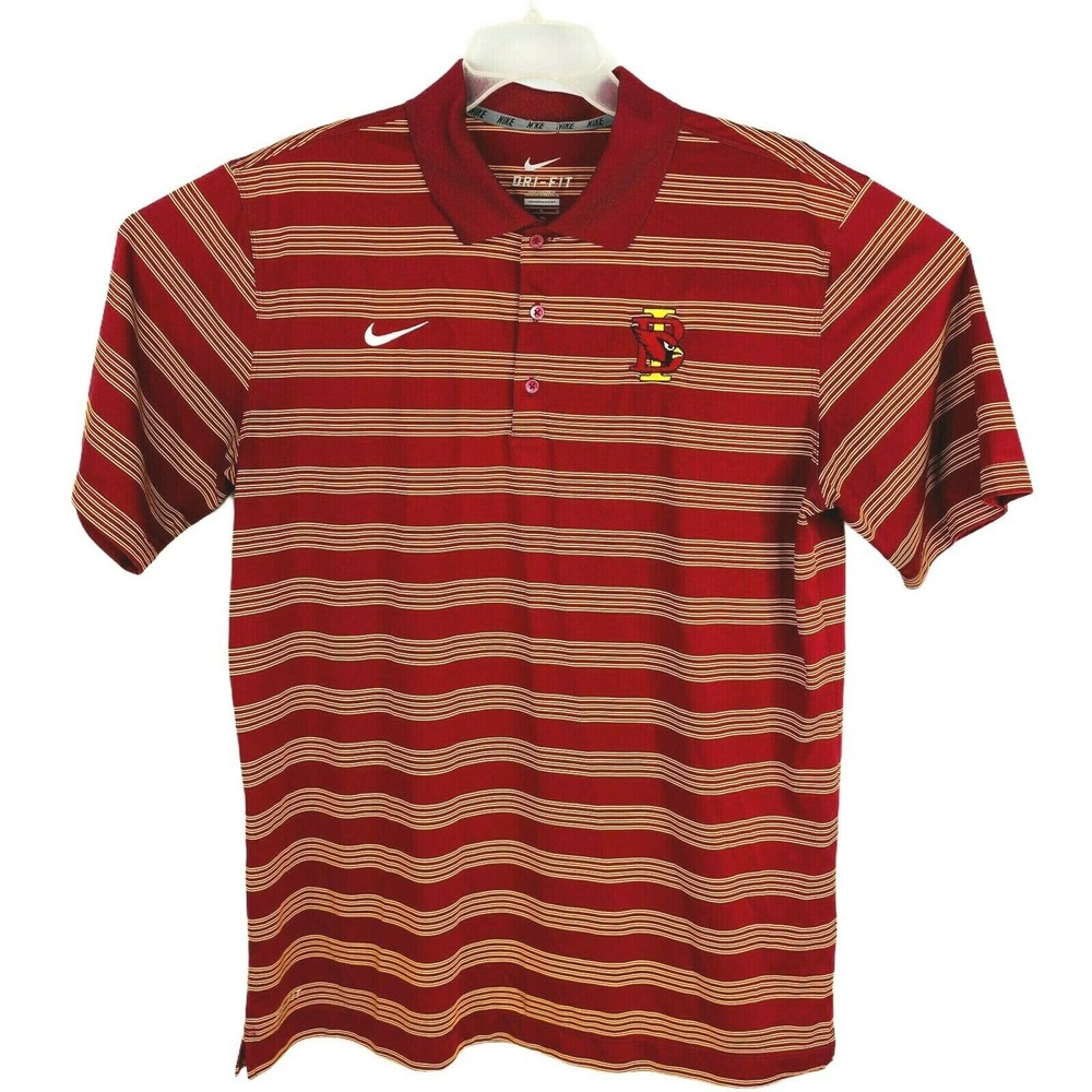 Nike Dri Fit Activewear Red Striped Cardinals Athletic Polo‎ Shirt Mens Large L